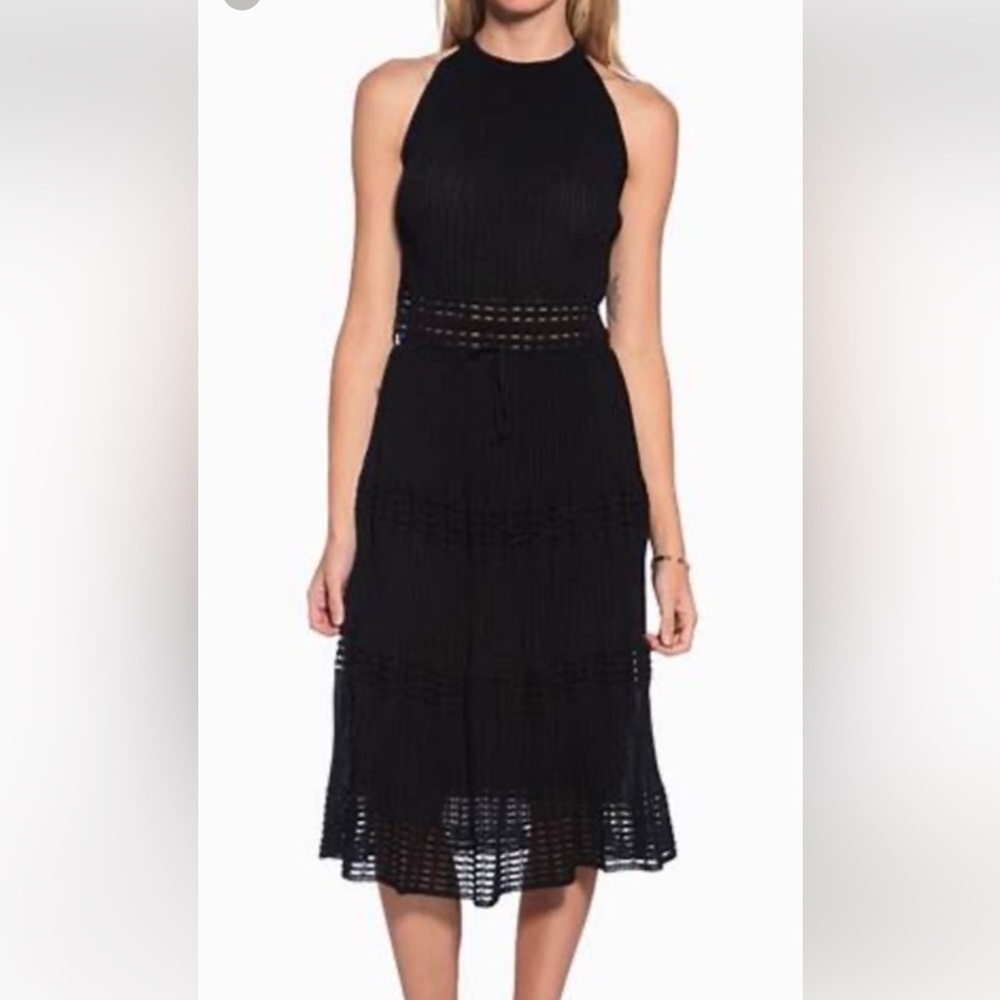 M by Missoni Black Halter Tiered Midi Dress